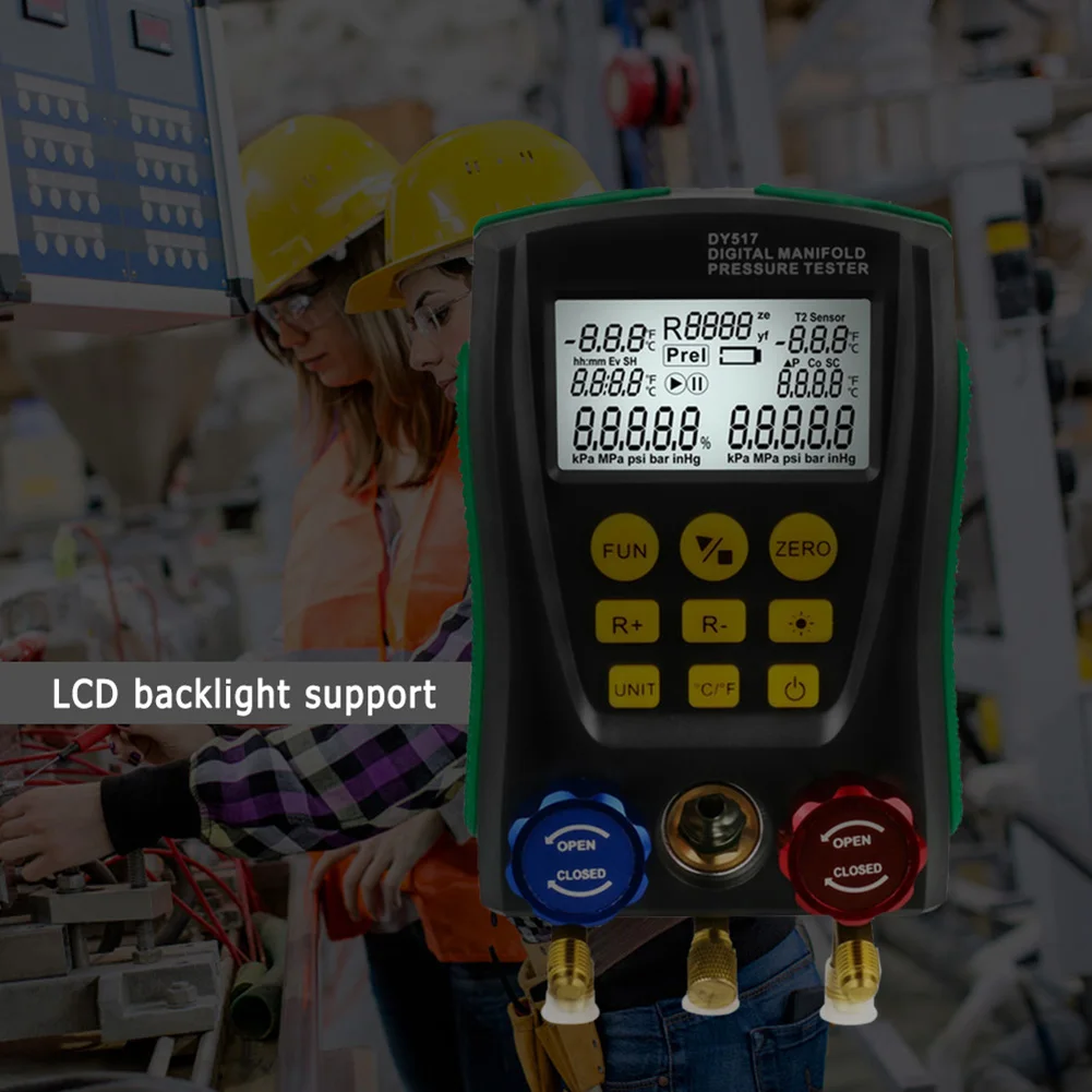 

Digital Manifold Gauge Pressure Gauge Refrigeration Vacuum Pressure Manifold Tester Leakage Monitor Detector Refrigerant Meter