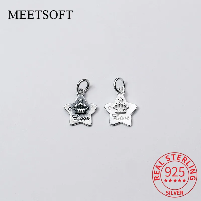 

MEETSOFT Милая Корона и звезды из стерлингового серебра 925 пробы, фурнитура «сделай сам», ожерелье ручной работы, шармы, украшение, браслет, аксе...