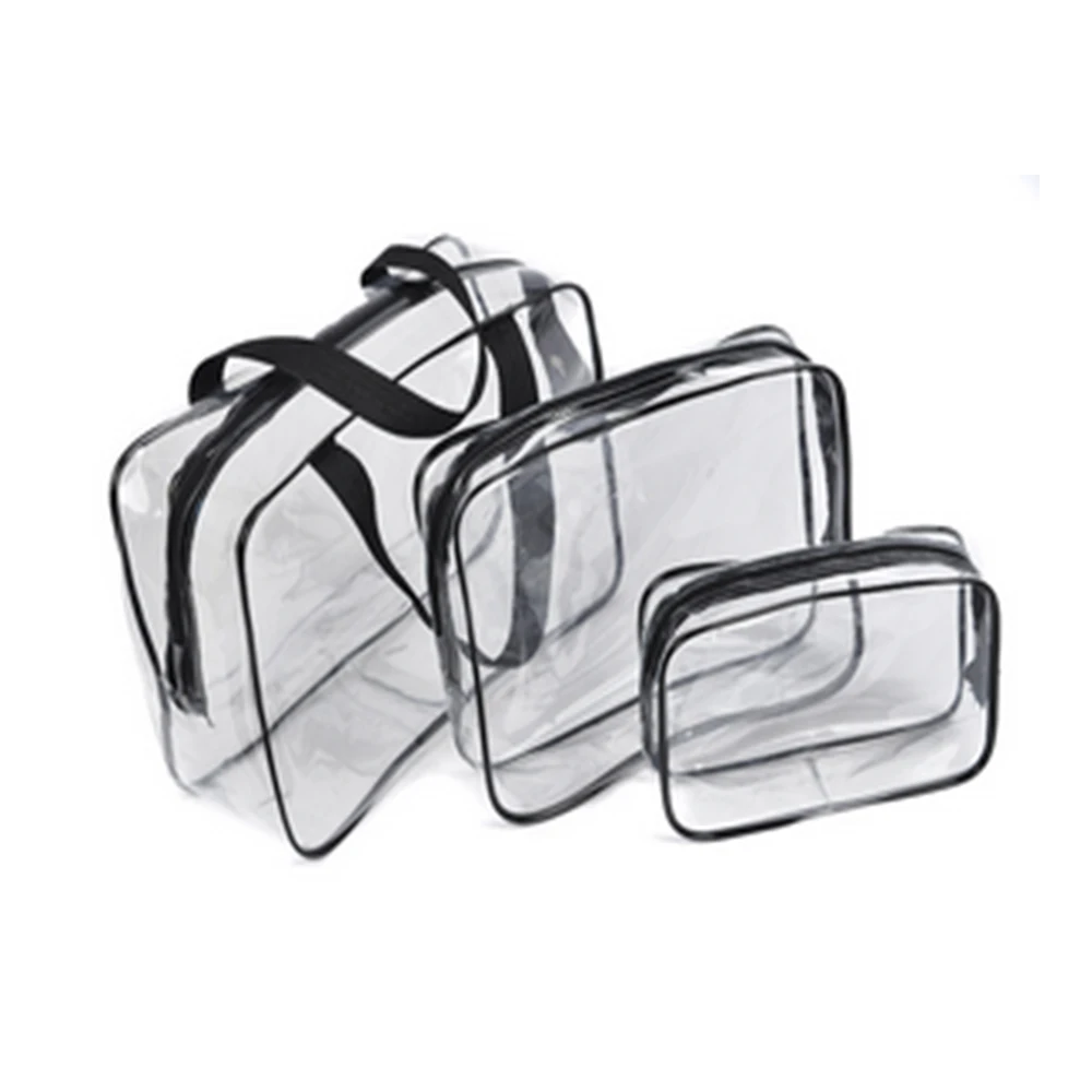 

3PCS PVC transparent cosmetic bag female washing and tidying package waterproof travel storage bag Set