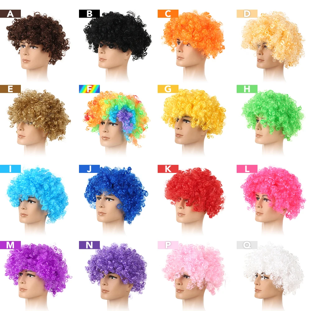 

2019 Soccer Fans Wig Explosion Curly Hairpiece Party Decoration Carnival Headwear Wigs Soccer Accessories Hair Wigs