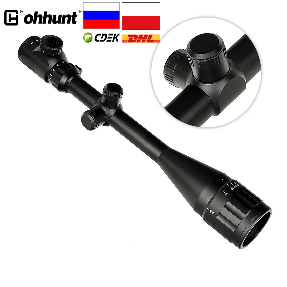 Охотничий прицел ohhunt 6 24X50 AOEG красно зеленый оптический с проводной сеткой