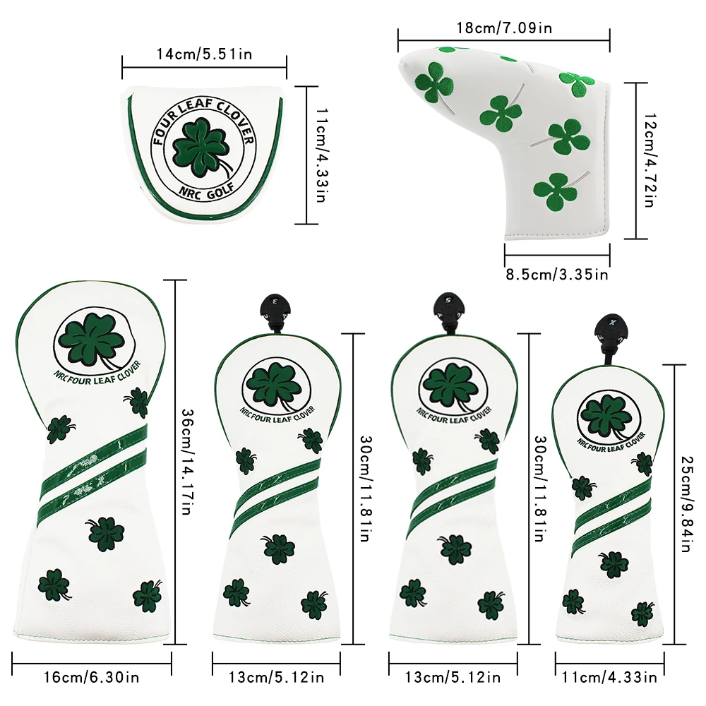 Крышка головки для гольфа с четырьмя листьями клевера деревянная крышка головы