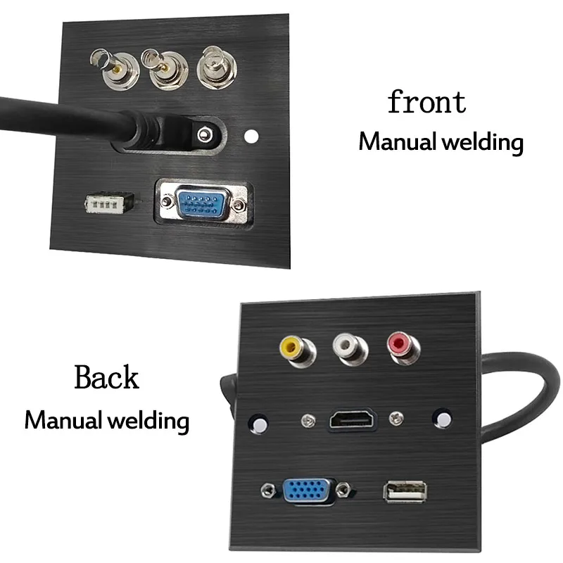 MAUNAL WELDING Алюминиевый сплав Разъем panle VGA HDMI USB видео R L порт pd Разъем сварочный патч Плата расширения черная матовая панель - Цвет: MAUNAL WELDING