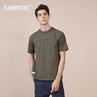 simwood 2021 summer new bamboo joint cotton fabric t shirt men letter print loose plus size vintage tops brand clothing sk170137