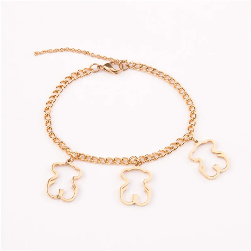 

Stainless steel High Quality Charm Bear Bracelet Bangle for Women Chain Bracelets Friend Couple Jewelry