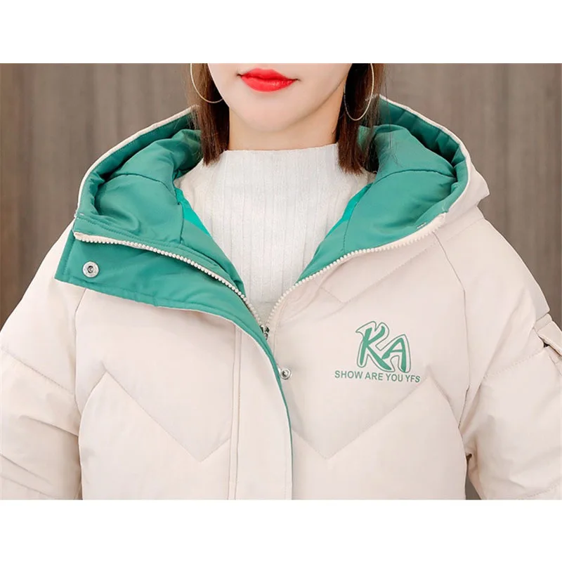 Korean cotton-padded jacket ladies printed parka women's short hooded coats loose thick warm winter down cotton outerwear KW15 | Женская