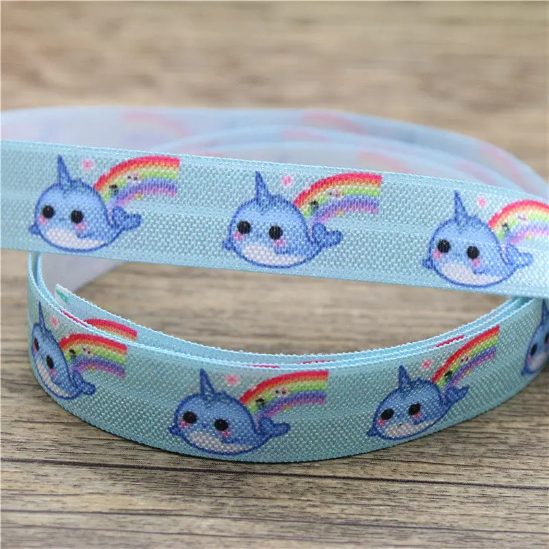 DHK 5/8 'Ƌ ярдов нарвала единорог с Сложите эластичный враг стрейч лента hairbow