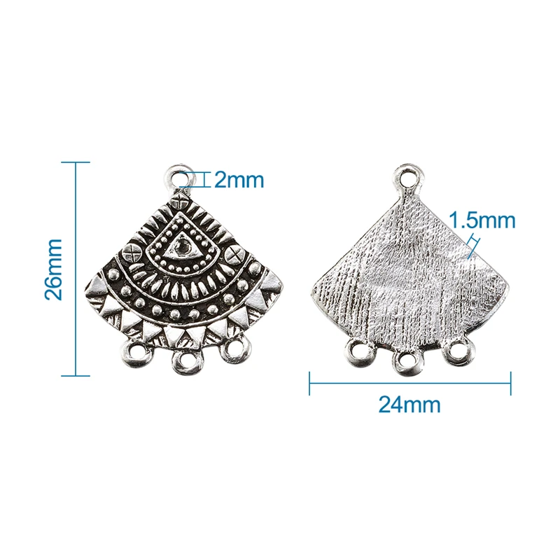 26x24x1.5mm 20 шт Античная Серебряная шляпа/цветок/луна-образный Тибетский Стиль Люстра компоненты звенья соединители для DIY серьги ожерелье изготовление - Цвет: 26x24x1.5mm