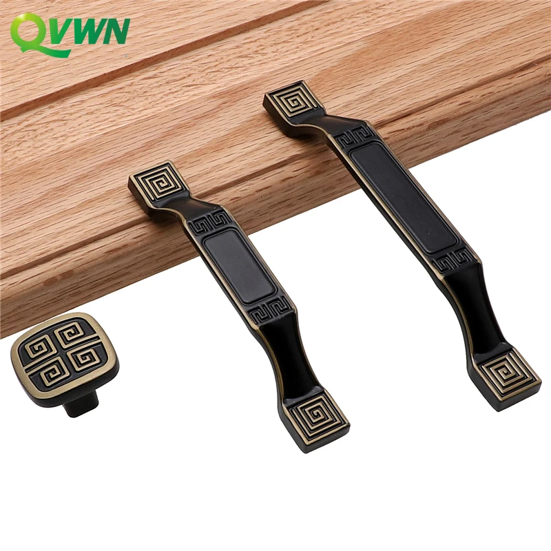 QVWN китайский стиль черная ручка Твердые цинкового сплава китайские ручки