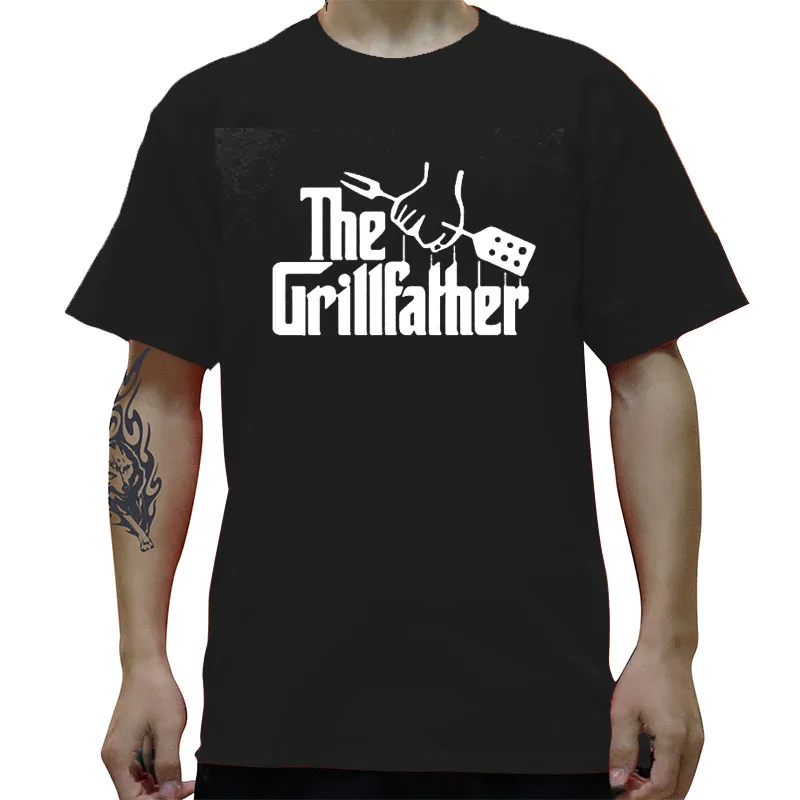 Забавная Мужская футболка с круглым вырезом The Grillfather подарок для отца День