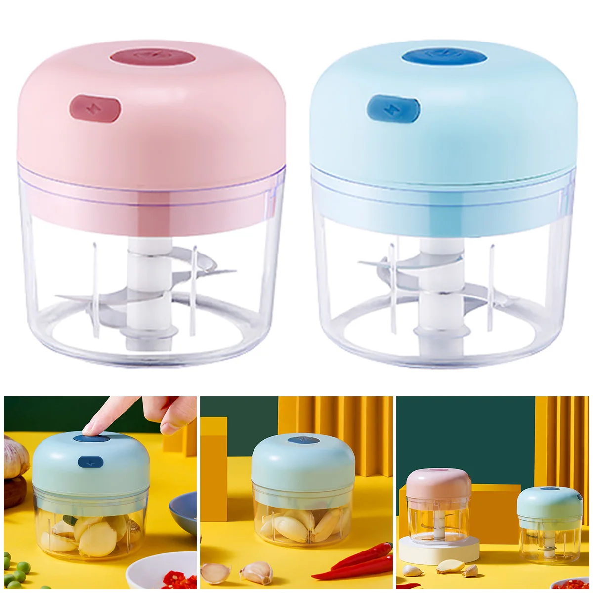 

280 мл электрическая фотодробилка, пресс-терка, портативный измельчитель, USB зарядка, машина для приготовления овощей имбирного Чили, кухонны...