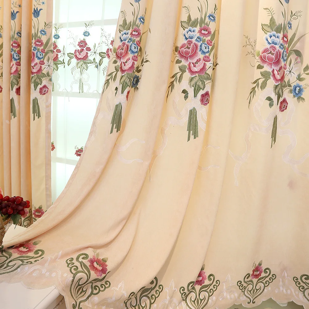 

Curtains for Living Dining Room Bedroom New Style European Curtain Flower Yarn Jacquard Fabric Product Customization Window