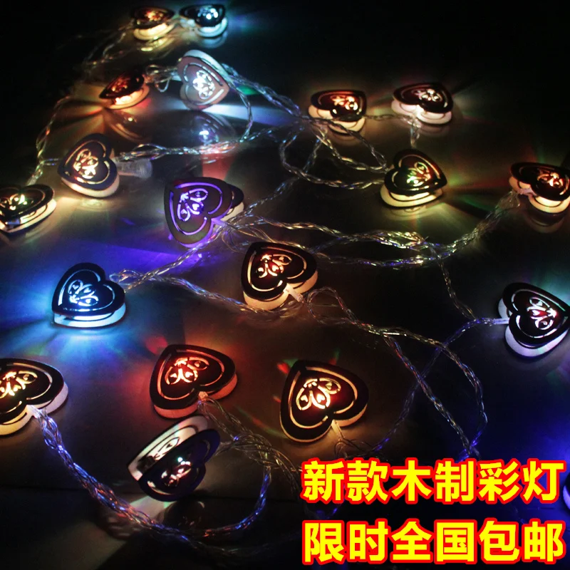 Светодиодный светильник в виде звезды сердца деревянный декоративный фонарь для