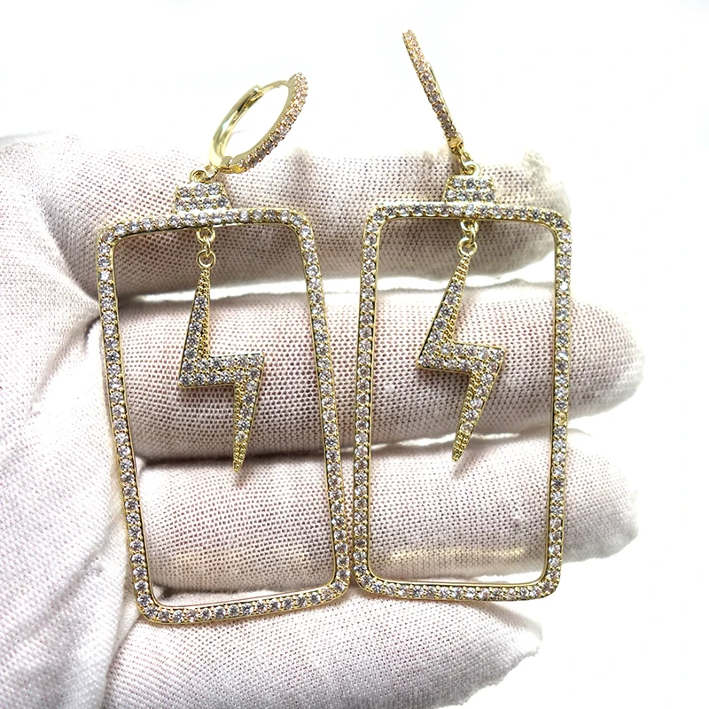 

Spring Collection Square lightning Earrings For Women Wedding Party Dubai Bridal Jewelry boucle d'oreille femme Gift Jewelry