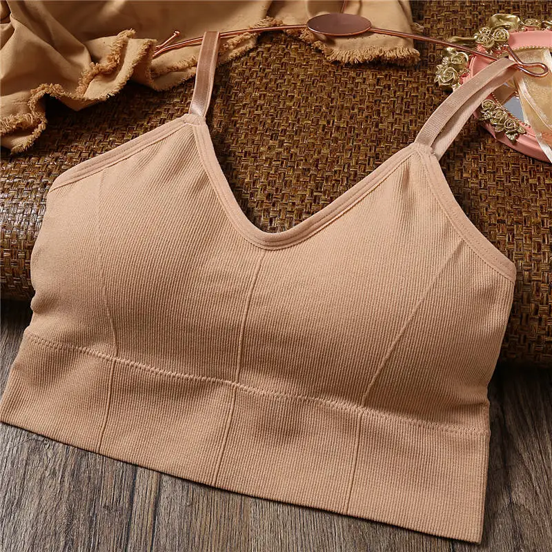 

Women Tank Crop Top Seamless Underwear Female Crop Tops Sexy Lingerie Intimates With Removable Padded Camisole Femme Fashion