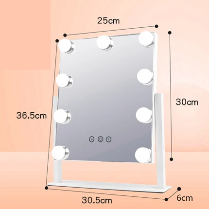 9Bulbs White(25x30) Освещенное зеркало для макияжа с 12x 3W затемнения светодиодный лампы Косметика Голливуд зеркала с подсветкой сенсорный Управление белый - Цвет: 9Bulbs White(25x30)
