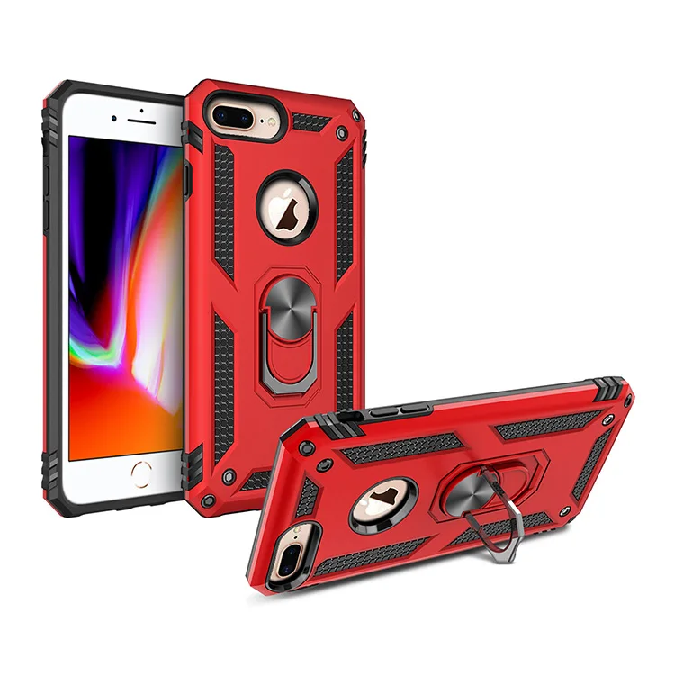 red Для iphone 7 чехол противоударный чехол автомобильный держатель кольцо корпус чехол для iphone 8 6 6S Plus 5 5S se& iphone X XR XS 11 pro MAX - Цвет: red