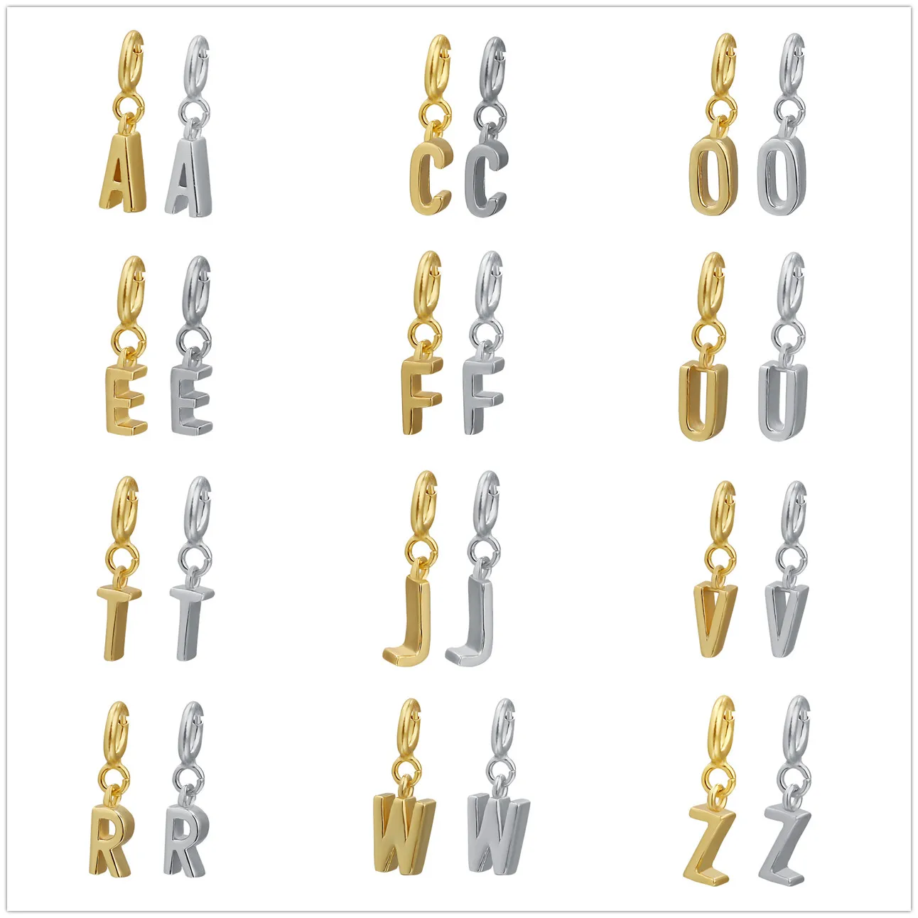 

925 Sterling Silver Stud Earrings Original White Gold 26 English Letters Female Personality Fashion Jewelry Couple Romantic Gift