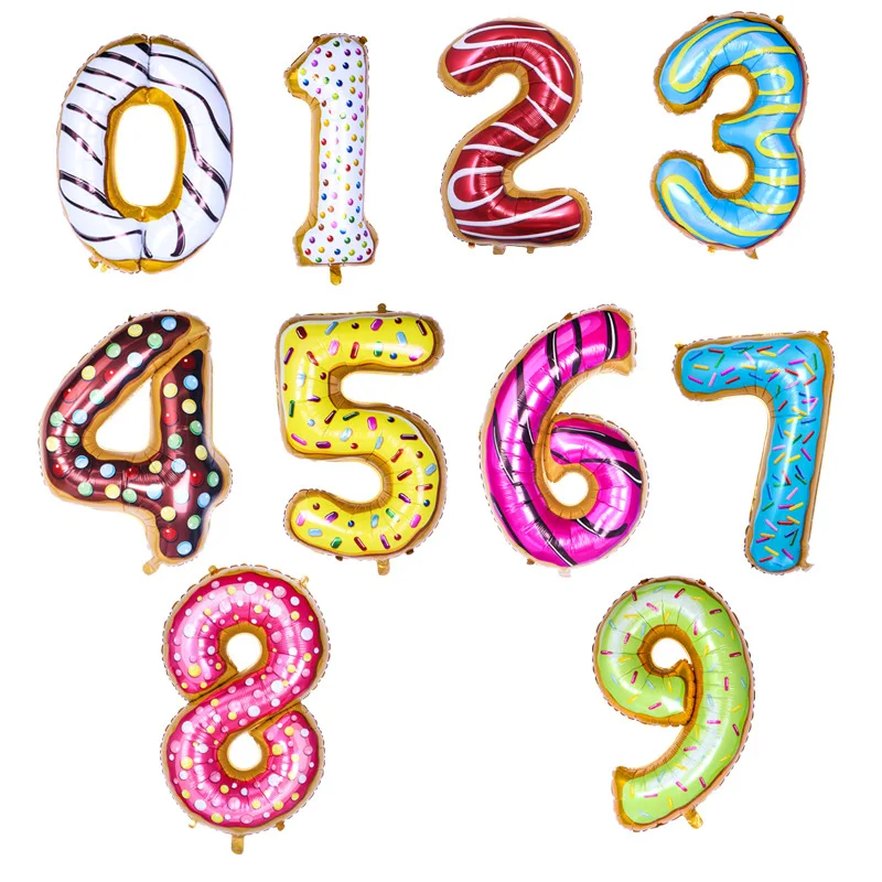 34 дюйма 0 9 фольга с цифрами в виде пончика Гелиевый шар цифра Globos украшение для