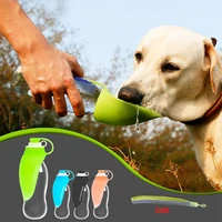 580ml portable pet dog water bottle outdoor pet water dispenser soft silicone leaf design travel dog bowl for puppy cat drinking