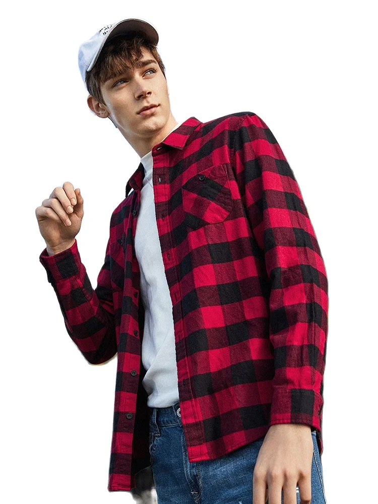 

Рубашка Semir Мужская Фланелевая в клетку, хлопковая утепленная рубашка с длинными рукавами, в Корейском стиле, зима 2019