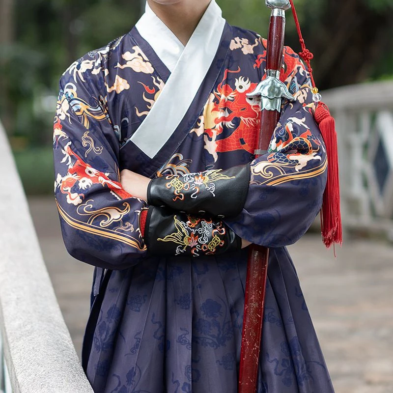 Мужское традиционное китайское платье династии Мин Цин костюм Тан с принтом