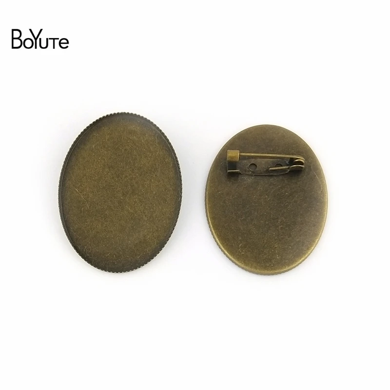 BoYuTe (10 Pieces/Lot) Oval 30*40MM Cabochon Base Blank Tray Settings Oval Antique Bronze Plated Vintage Brooch Blanks images - 6