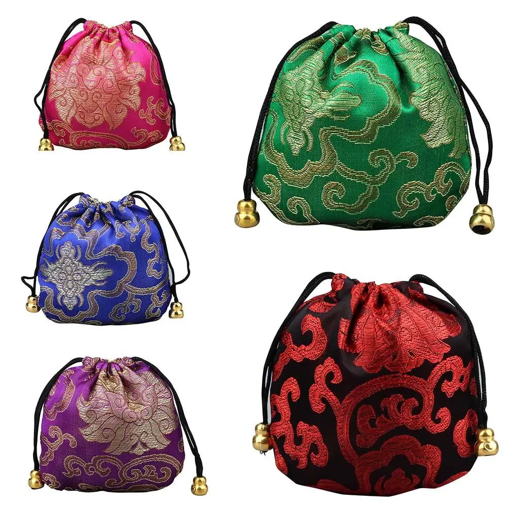HOT SALES！！！Bright Color Chinese Good Lucky Bag Auspicious Cloud Design Storage Gift Pouch