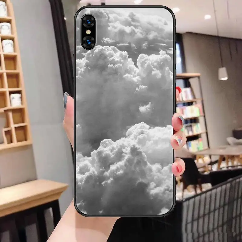 

Cute Clouds Moon Phone Case For Black-Iphone 5 5s se 6 6s 7 8 11 12 X Xs Xr Pro Plus Max Mini Cover