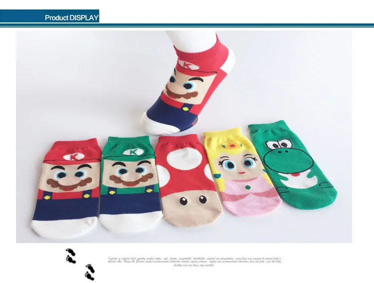 Classic Cotton Socks Kawaii Cartoon Super Mario Luigi Cosplay Props Sock Ankle Short Socks Small Mushrooms Stockings New