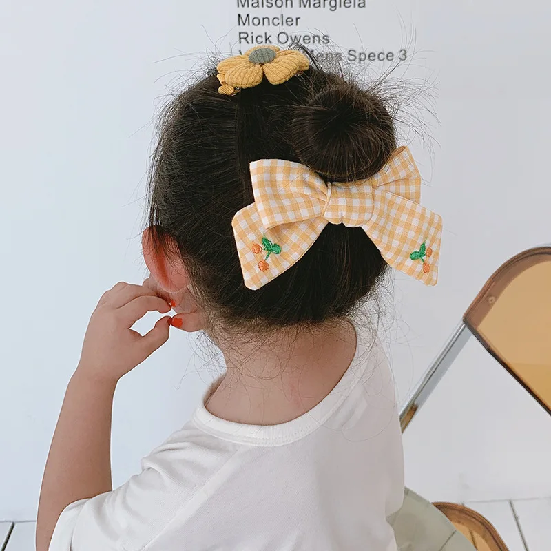

2PCS/Set Children Flower Color Bow-Knot Hair Ring Cute Princess Hair Clip Side Clip Girls Boutique Headwear Kid Hair Accessories