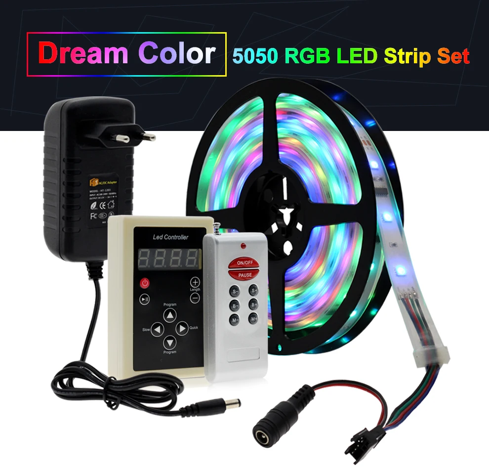Скачки светильник мечта Цвет RGB беговые кроссовки nikeeinglys Сменные Светодиодные ленты 5050 5 м 150 светодиодный s+ 133 программа RF контроллер+ адаптер