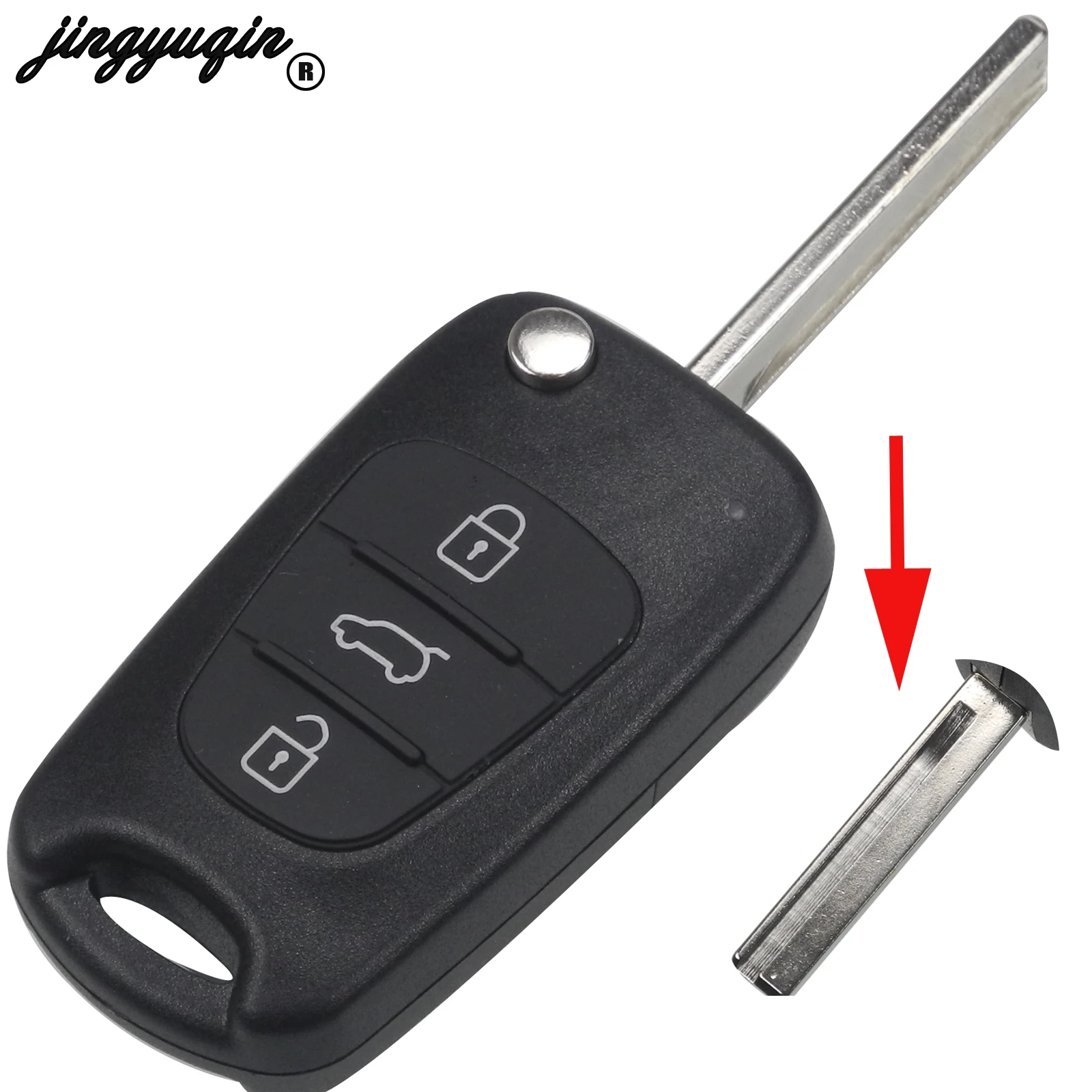 Jingyuqin Fob Uncut 3 кнопки флип-ключ складной Автомобильный ключ оболочка для Kia K2 K5 Cerato