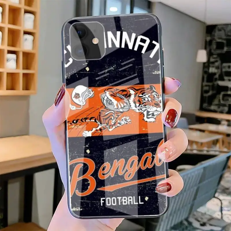 

C-Cincinnati B-Bengals Phone Case Tempered Glass For Iphone6plus 6S 7 7plus 8 X XS XSmax XR 11 12 Pro Max 12mini