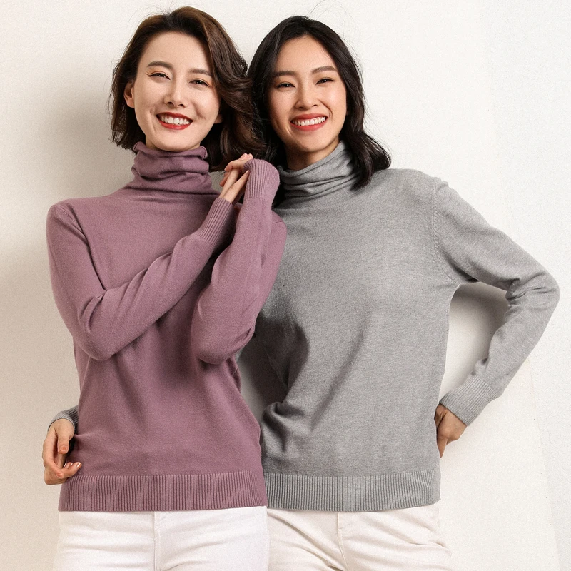 Женский кашемировый свитер с высоким воротником осенне-зимний новый вязаный