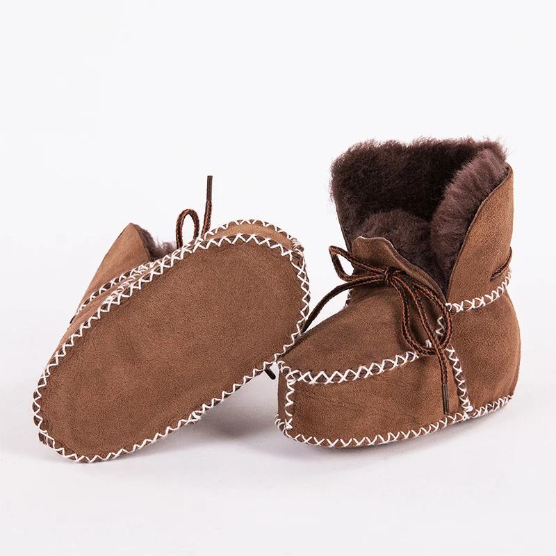 Warm Winter Genuine Leather Wool Fur Baby Boy Boots Toddler Girls Soft Moccasins Shoes with Plush Sheepskin Infant Booties |