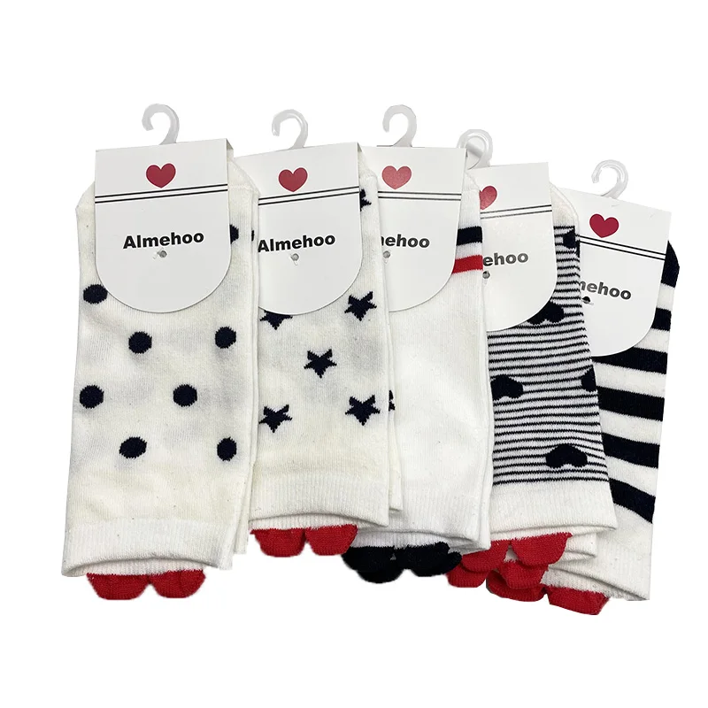 10piece=5pairs/lot Women's Short Socks Set Cute Lovely Sweet Heart Dot Striped Dot Heart Cotton Casual Ankle Socks Pack Sox