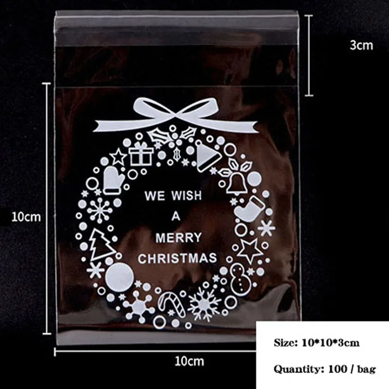 100 шт 10 см Пластиковый пакет для печенья и конфет самоклеющиеся пакеты