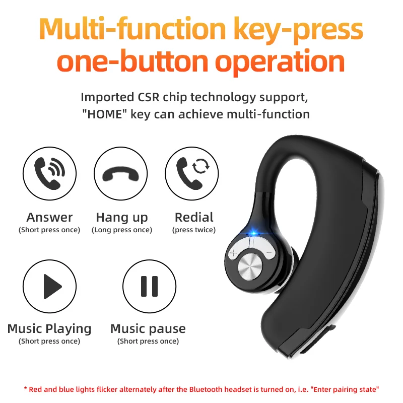 

Headphone V18 Bluetooth-compatible Earphone Hands-free Wireless Headset Noise Control With Microphone High Quality Stereo Audio