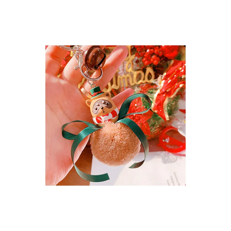 

2020 Christmas New Women Fur Key Chain Car Keychain Pom Pom Pompom 9 Colors Bag Charm Cute Car Key Ring Jewelry Gifts