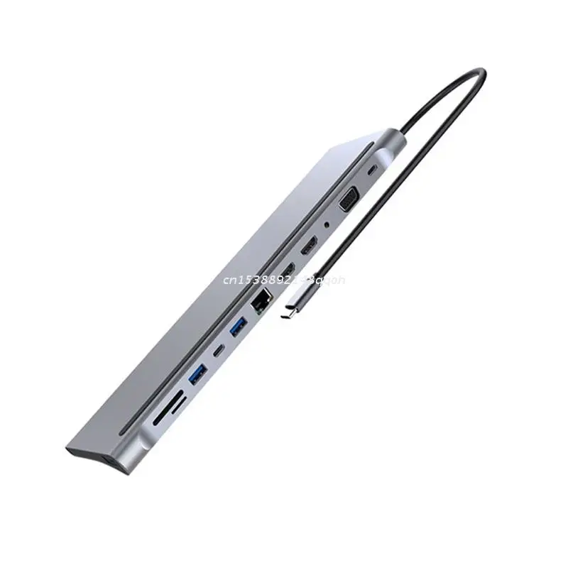

12-In-1 USB Type-C Hub to Dual -Hdmi Rj45 Multi USB 3.0 Power Adapter Docking Station for Laptop Support Pd Transmission Drop