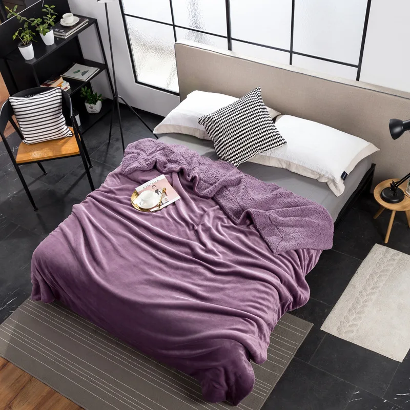 

Drop Shipping Basic Flannel Fleece Blanket Warm Solid Micro-Throw Carpet Sofa Bedding Office Home Adult Kids Blanket