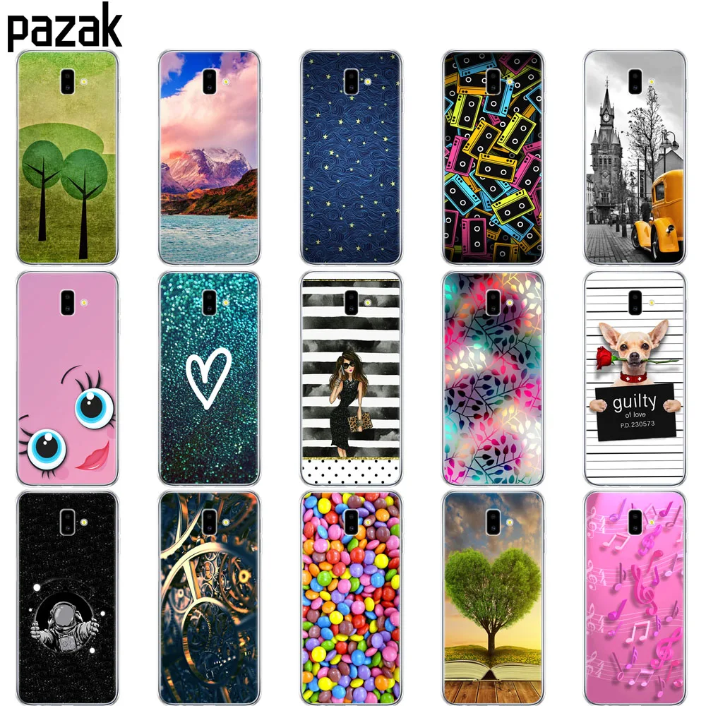 Силиконовый чехол для Samsung J6 Plus мягкий из ТПУ с рисунком Galaxy J6Plus 2018 + J 6 J610 J610F чехлы