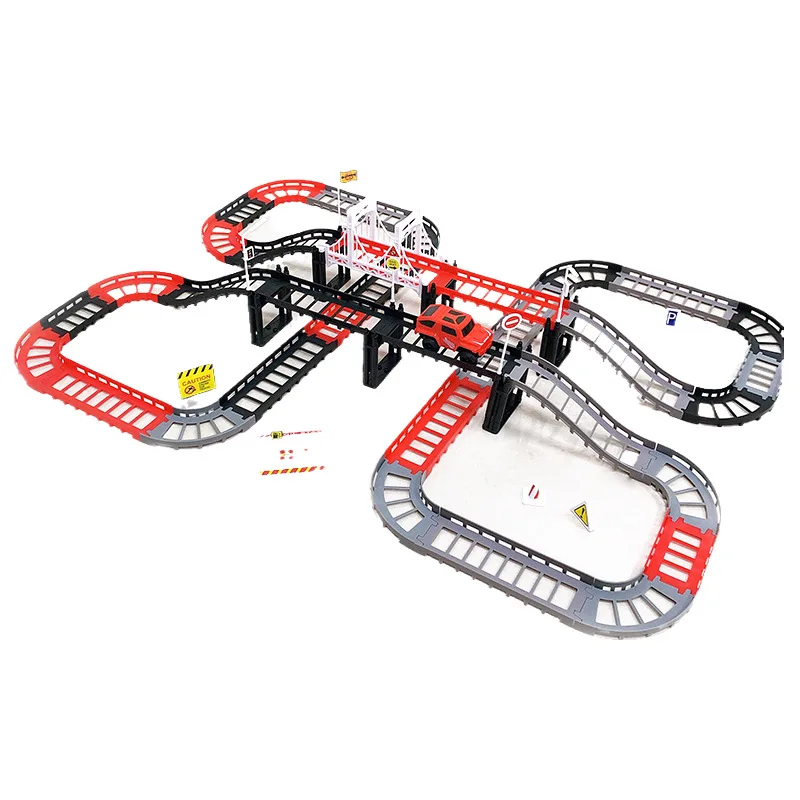 Электрический гоночный вагон многоуровневый Расширенный трек железная дорога