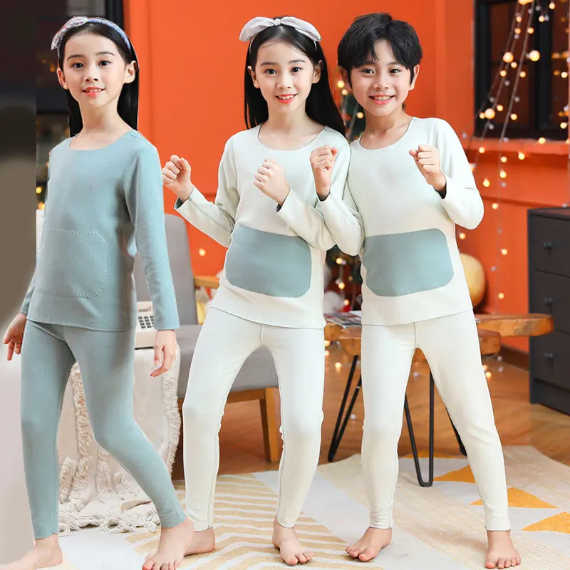 

2pcs Pajama for Children Boy Thermal Underwear Set Toddler Girls Winter Warm Sleepwear Autumn New Kids Seamless Pyjamas Homewear