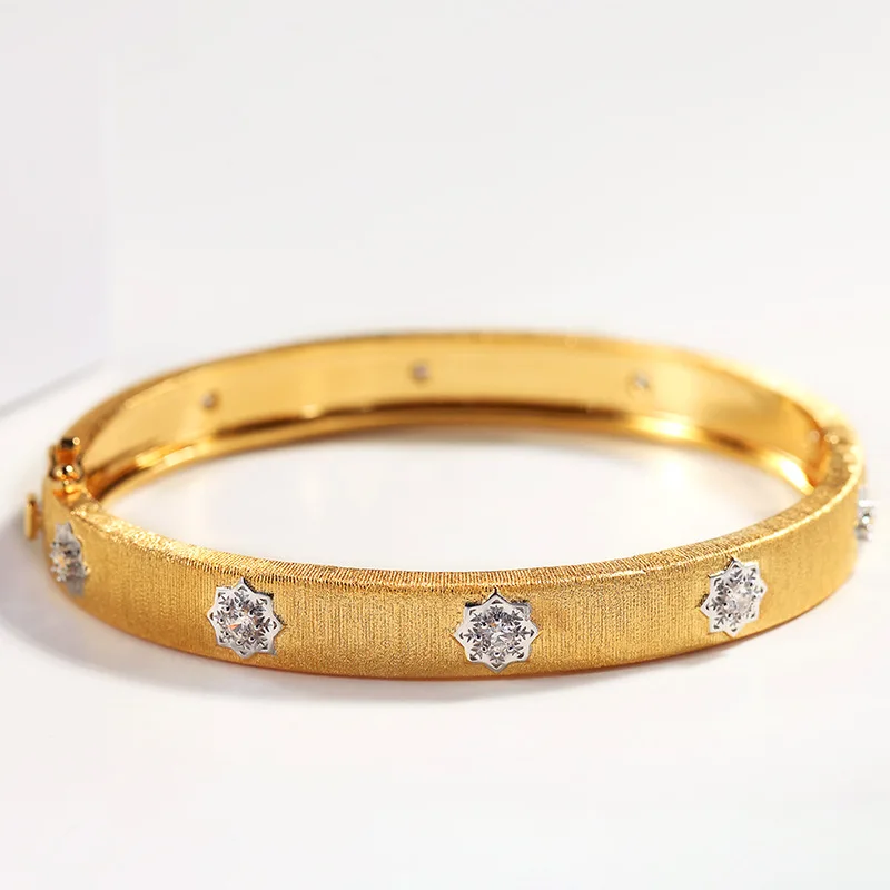 8mm god white CZ CMajor ювелирные изделия из стерлингового серебра золотого цвета Модные Цветочные браслеты 5 мм ширина два тона браслет для женщин - Окраска металла: 8mm god white CZ