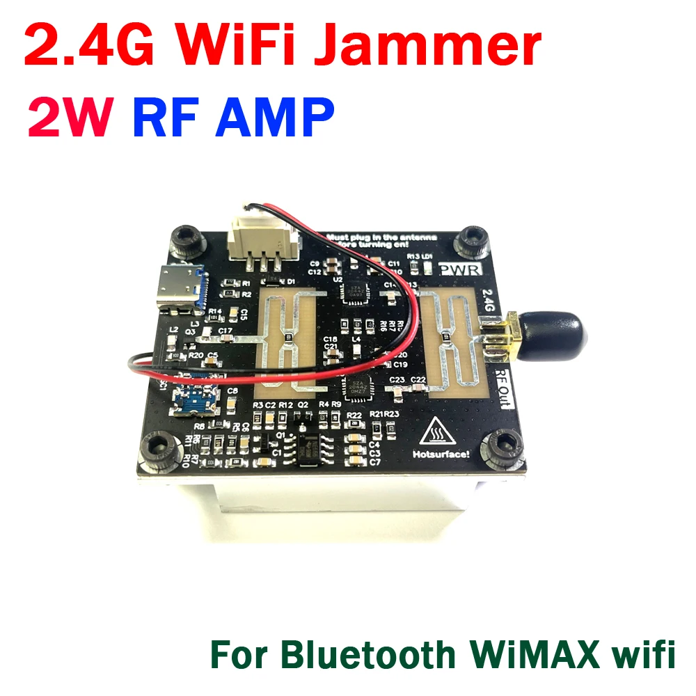 

DYKB 2.4G WiFi Sweep Frequency Jammer shield signal interference 2W RF amplifier for 2.4GHZ Bluetooth WiMAX,