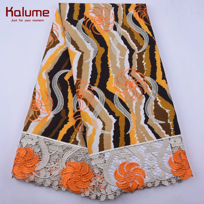 Новейшая восковая ткань Kalume с шнурком африканская кружевная вышивкой камнем для