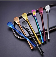100 pcs filter straw spoon eco friendly stainless steel drinking straws tea strainer cocktail shaker coffee bar filtered spoons