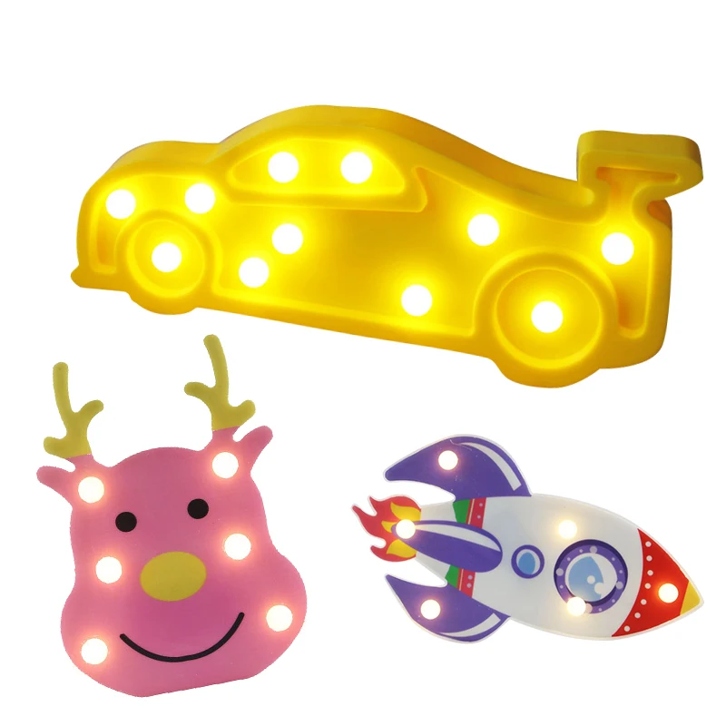 Car deer rock Lanpulux 3D Животные детские ночные светильники мультфильм лев енот панда Моделирование освещение приспособление для детской комнаты декор прикроватная лампа - Испускаемый цвет: Car deer rock